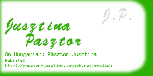 jusztina pasztor business card