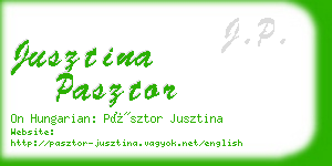 jusztina pasztor business card